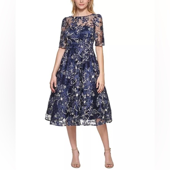 Eliza J Embroidered Sequin Midi Dress - Picture 1 of 7